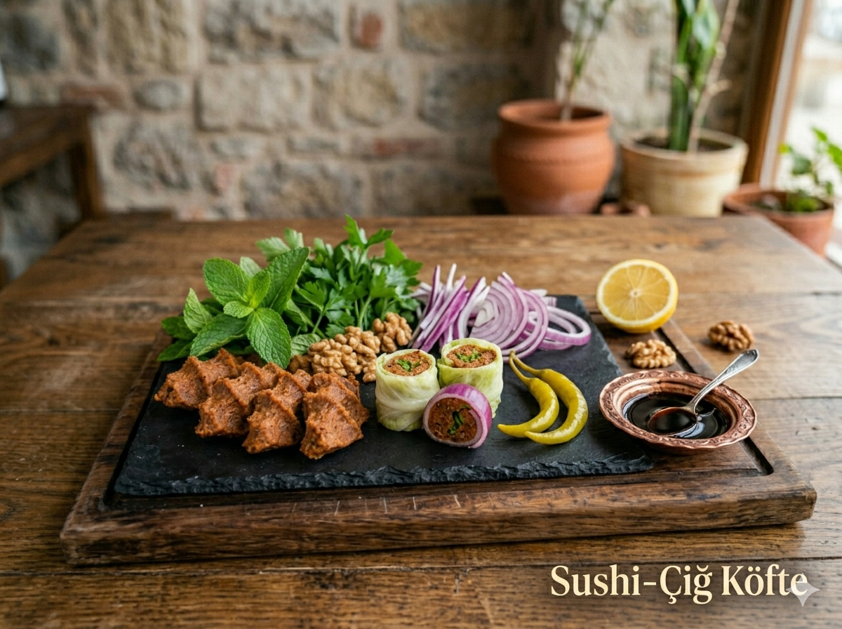 Soslu Sushi Çiğ Köfte